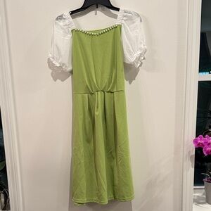 Elegant Green and White Dress